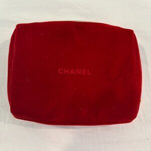 New CHANEL red velvet make up bag case purse clutch, Valentine's Day